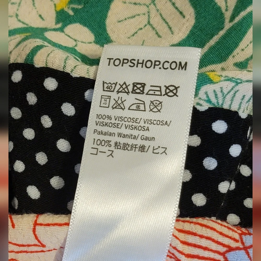 Topshop Floral Polka Dot Mixed Print Open Back Aline Mini Dress